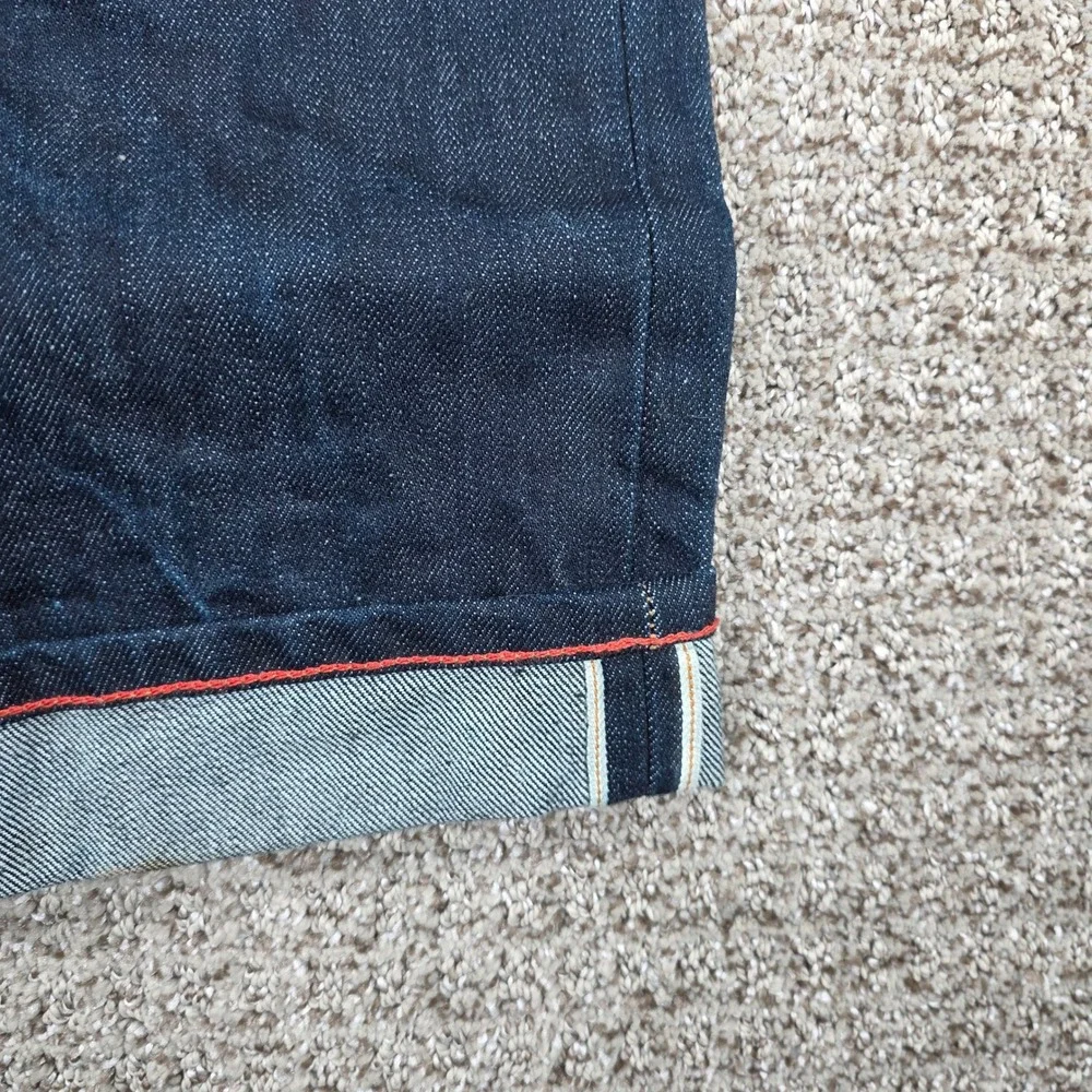 Gustin Mens Raw Selvedge 28x34 Denim Jeans Slim Fit Dark Wash Indigo Made in USA